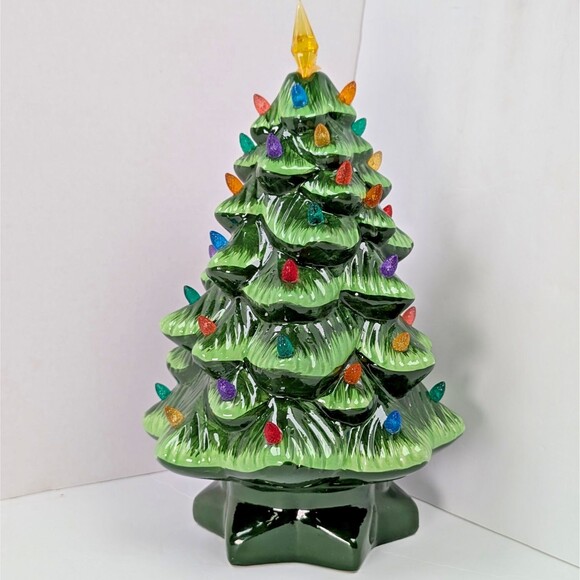 Mr. Christmas 14 inch Multicolor Light Up Green Nostalgic Ceramic Christmas Tree - Picture 11 of 12